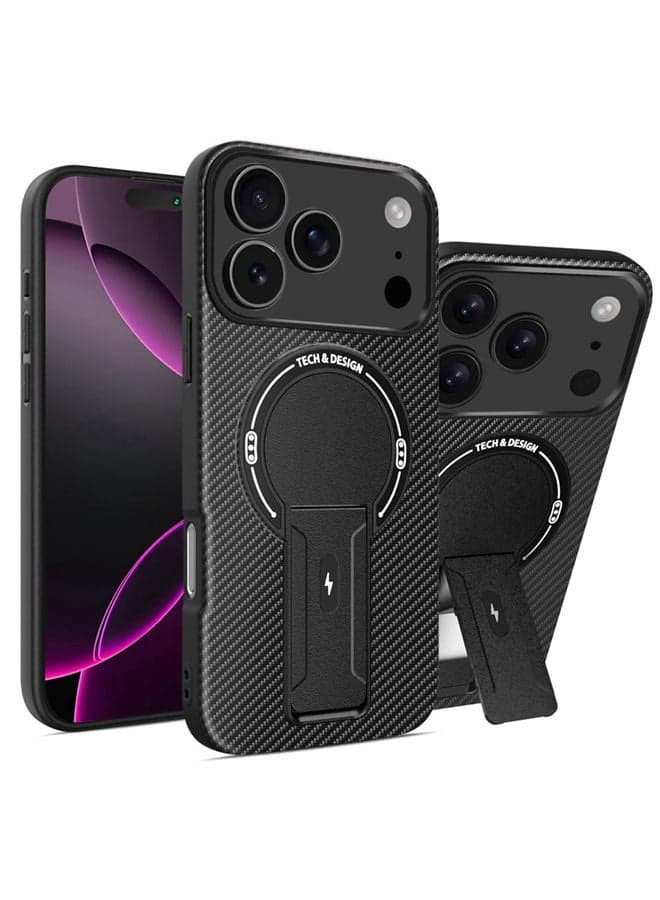 Magnetic Case for iPhone 17 Pro ,Raised Camera Lens Protection,Phone Holder,Support Wireless Charging,Solid Color Premium Shockproof Protective iPhone 17 Pro Cover,Black