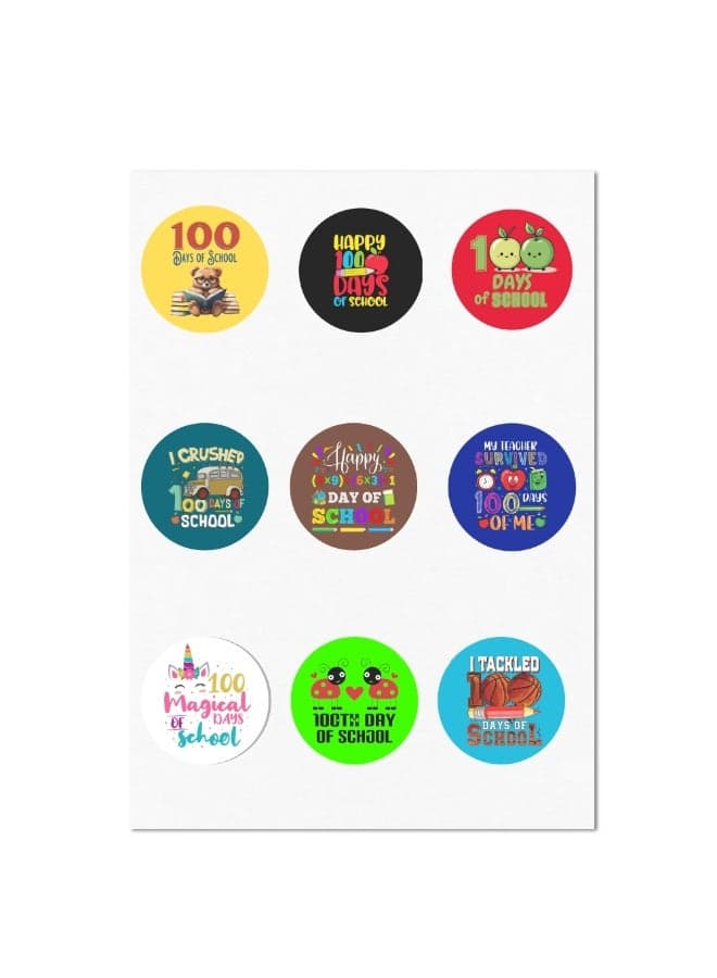 Kids 100th Day Of School Stickers-Fun And Colorful Designs For School -Kids 100 Days School Celebration Stickers Pack-Perfect For Boys, Girls,Students And Class Activities