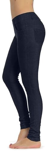 Prolific Health Women's Jean Look Jeggings Tights Slimming Many Colors Spandex Leggings Pants S-XXXL (Large/X-Large, Blue Denim)