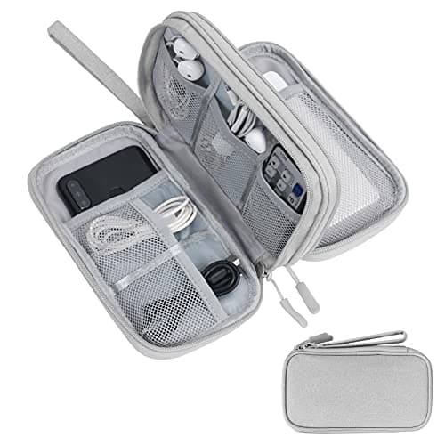 Handcuffs Portable Storage Organizer for USB Cable, Earphone, Power Bank, Charger | Hard Disk & Digital Gadgets | with Mesh Pockets for Travel (Grey)
