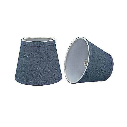 Aspen Creative 32863-2A Small Hardback Empire Shape Chandelier Clip-On Lamp Shade, Washing Blue, 4" Top x 6" Bottom x 5" Slant