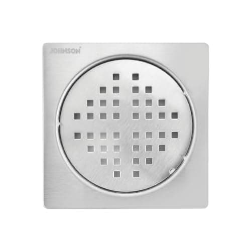 Johnson Coral 5x5 Inch Square Floor Drain Cover | SS304 Stainless Steel Bathroom Jali | Anti-Rust Matt/Satin Finish Floor Trap | Anti-Clog Drain with Cockroach Trap | 2 Year Warranty