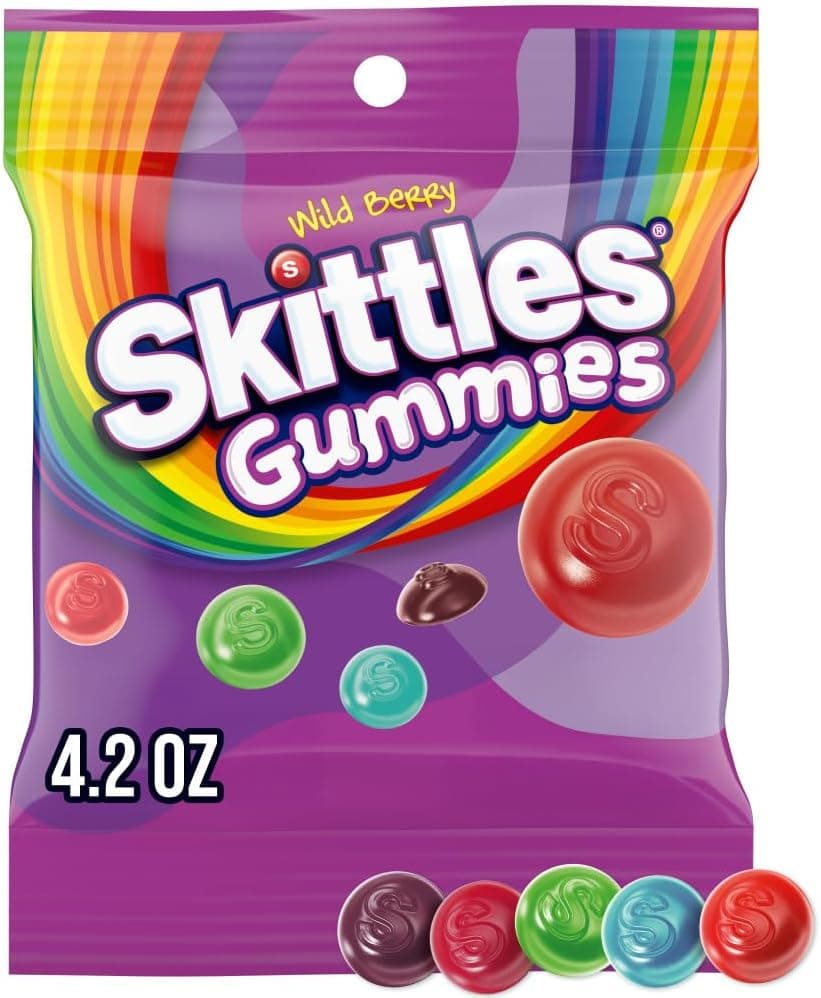 SKITTLES Gummies Wild Berry Fruit Chewy Candy - 4.2 Oz Bags (Pack of 12)