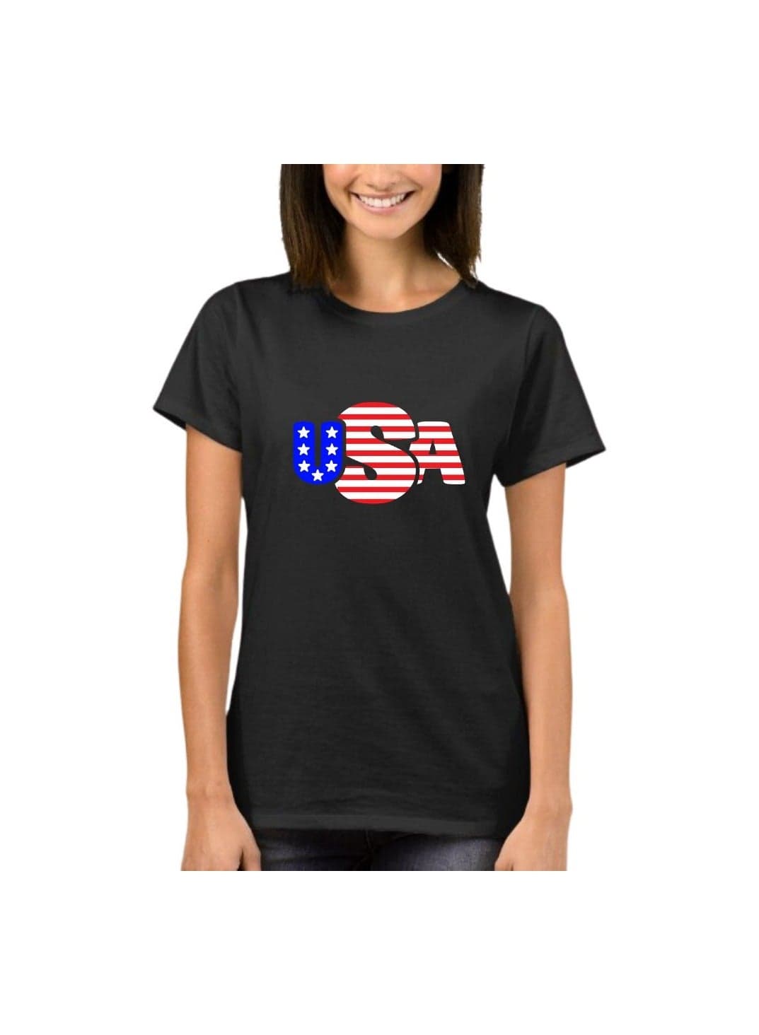 USA Printed Women's T-Shirt–Half Sleeve,Soft Cotton Fabric|Comfortable&Stylish|Casual Tshirt For Everyday Wear|Round Neck Tshirt