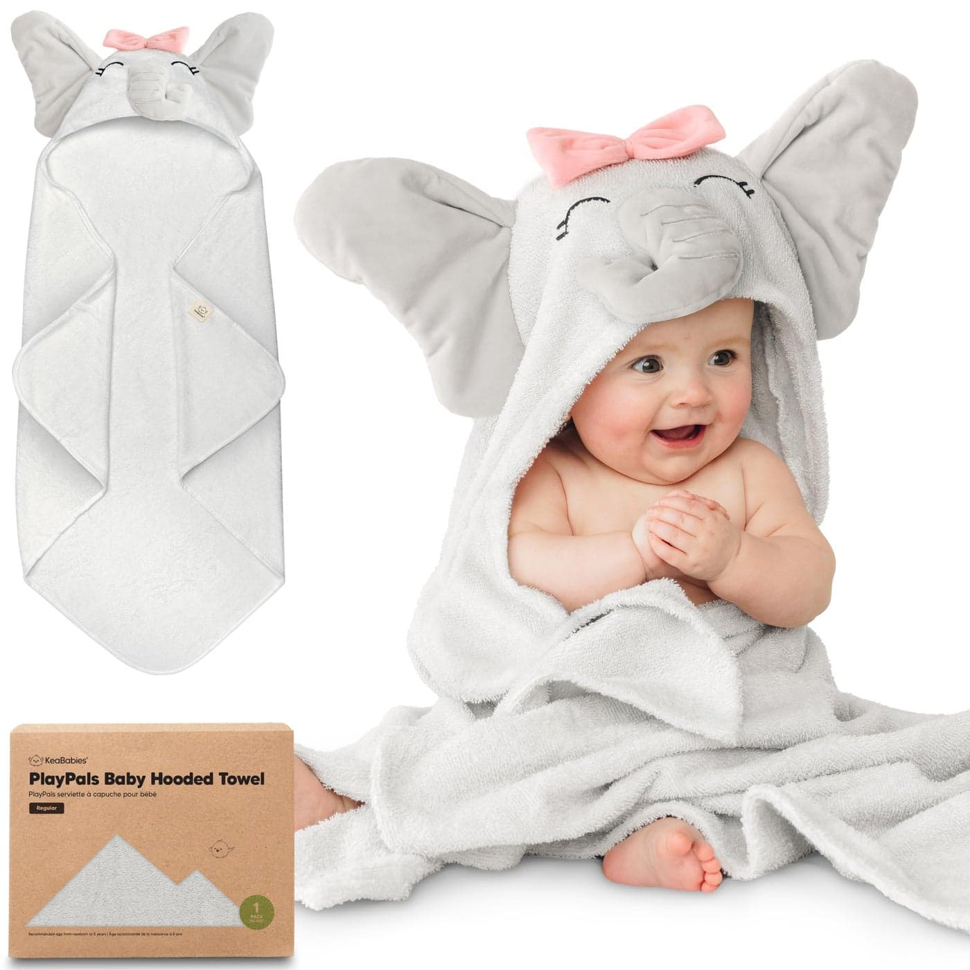 KeaBabies Organic Baby Towel with Hood for Girls Boys Soft Absorbent 100 Cotton Hooded Baby Towels for Newborns Infants Large Hooded Bath Towels for Babies Kids Toddler 13 Ella