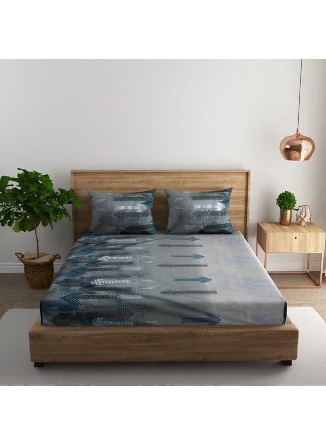3-Piece Queen Size Bed Polyester Bedsheet Set – 1 Bedsheet & 2 Pillow Covers