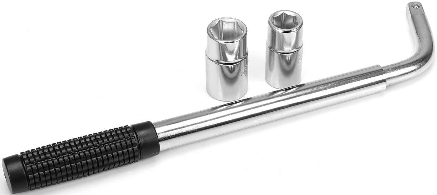 BIG RED Telescoping Wheel Lug Nut Wrench 1116 34 1316 78 with DoubleSided Lug Nut Sockets T39234
