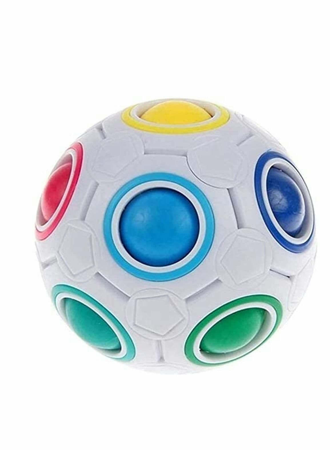 Rainbow Color Matching Puzzle Fidget Ball Stress Relief Cube, 12-Hole Magic Brain Teaser Toys, Educational Fidget Stress Balls with Pouch, Best Gift for Adults Kids