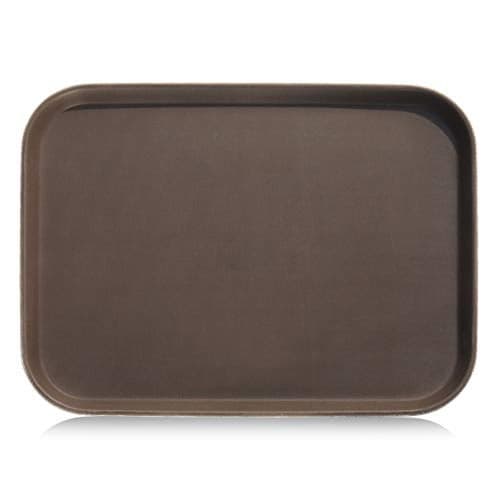 New Star Foodservice Restaurant Grade Non-Slip Tray, Plastic, Rubber Lined, Rectangular (Brown, 12-Inch x 16-Inch)