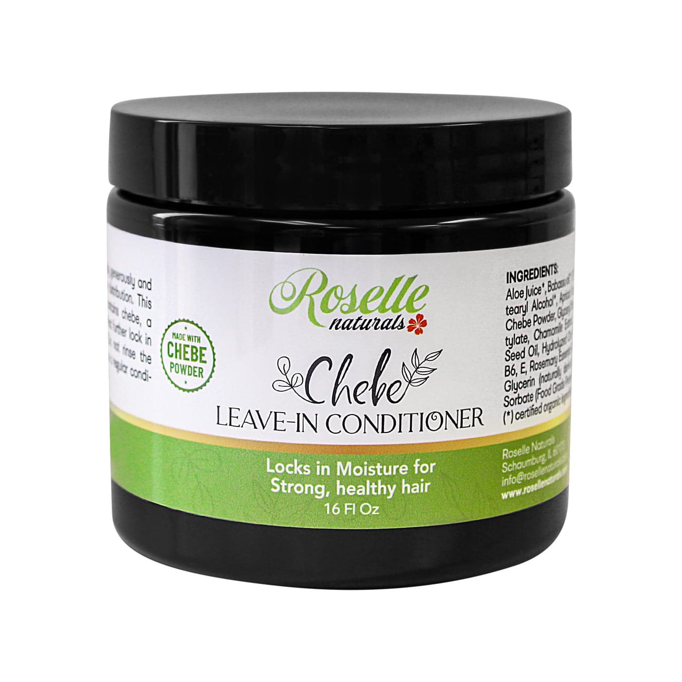 Roselle Naturals Chebe Leave In Conditioner Organic 16 Oz Chebe Powder for Hair Growth African Chebe Rosemary Oil Chebe Hair Leave In Conditioner