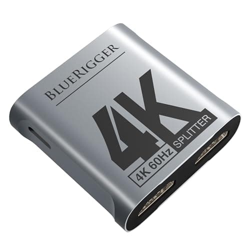 BlueRigger HDMI Splitter 1 in 2 Out 4K HDMI 2 Port Splitter with Auto, Copy, and Fixed Mode for Dual Identical Display Support 4K 60Hz 3D, Compatible with Xbox, PS4 Pro, PS5 etc