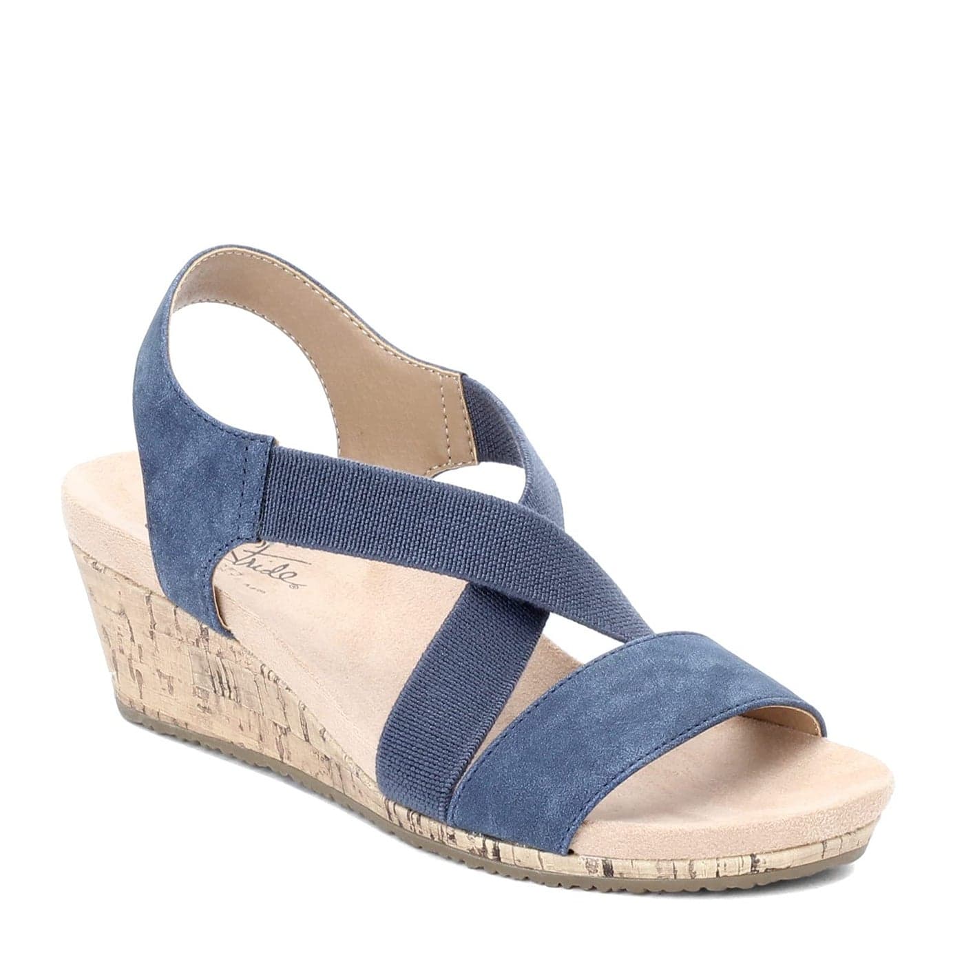 LifeStride WomensWomens Mexico Wedge Sandal Washed Navy 9 W US