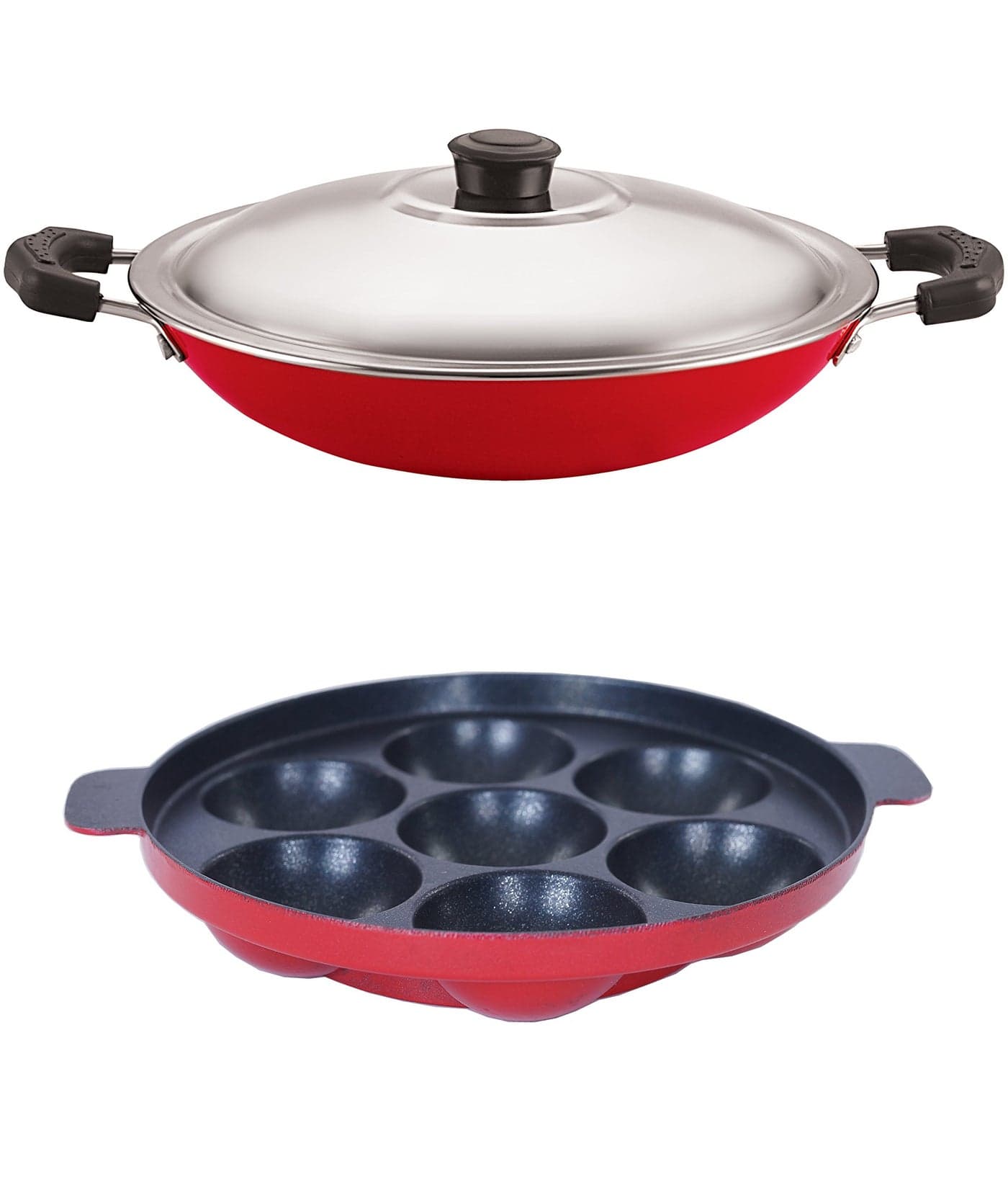 Nirlon Non-Stick Gas Compatible Appampatram and Appachatti Combo Set Gift Offer, 2.6mm_AP(7)_AC