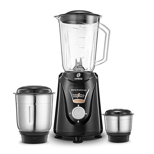 Kinsco 550W Blender Mixer with 3 Jars | Heavy Duty Motor for Daily Grinding and Juicer | Strong Steel Blades | Home and Kitchen | Black