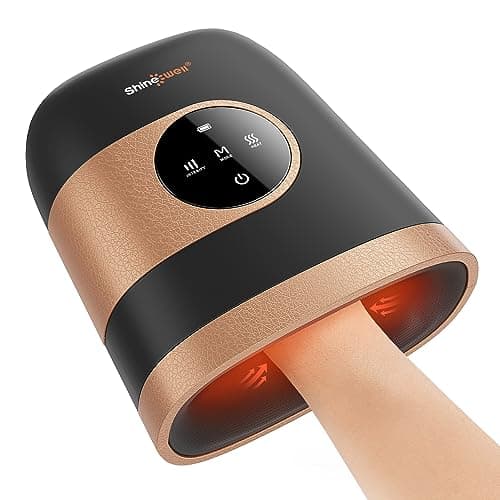 SHINE WELL Hand Massager for Arthritis and Carpal Tunnel Hand Massager with Heat and Compression3 Modes 3 Intensities 2 Heat Levels Finger Massager Hand Massager Device for Men Women