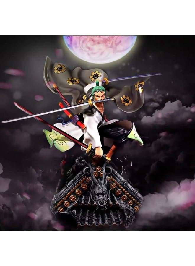 One Piece Stunning Debut! Wano Country Large Roof Zoro 36CM Cool Anime Figure, Domineering Desktop Decoration