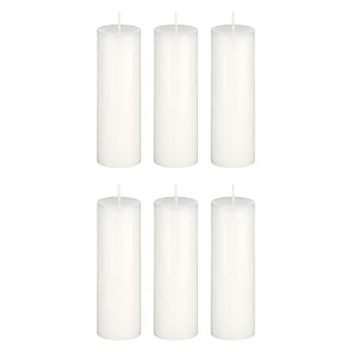 Mega Candles 6 pcs Unscented Solid White Pillar Candles, Hand Poured Premium Wax Candle 2 Inch x 6 Inch, Home Décor, Spas, Weddings, Occasions, Party, Centerpieces, Holidays, Vigils, Prayers