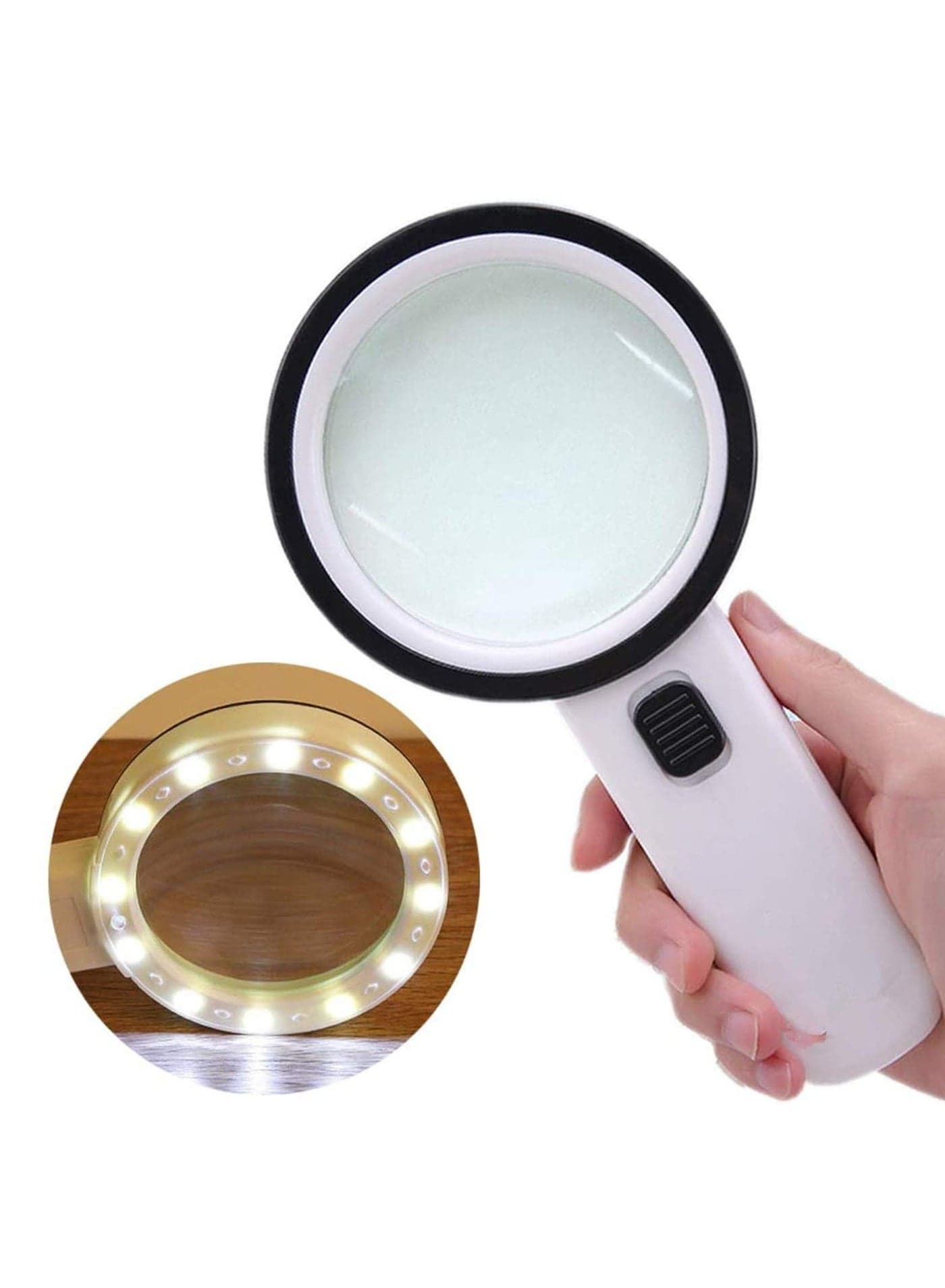 30x Magnifying Glass with Light Double Glass Lens Handheld Lighted Magnifying Glasses 12 Led Mixed Color