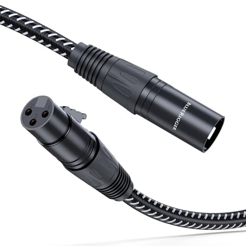 BlueRigger Premium XLR Pro Male to Female Balanced Shielded Cable (6.6 Feet/2 Meters) for Mic, Amplifier Mixer, Recording Studio, Speaker Systems and Foot Switch Pedal