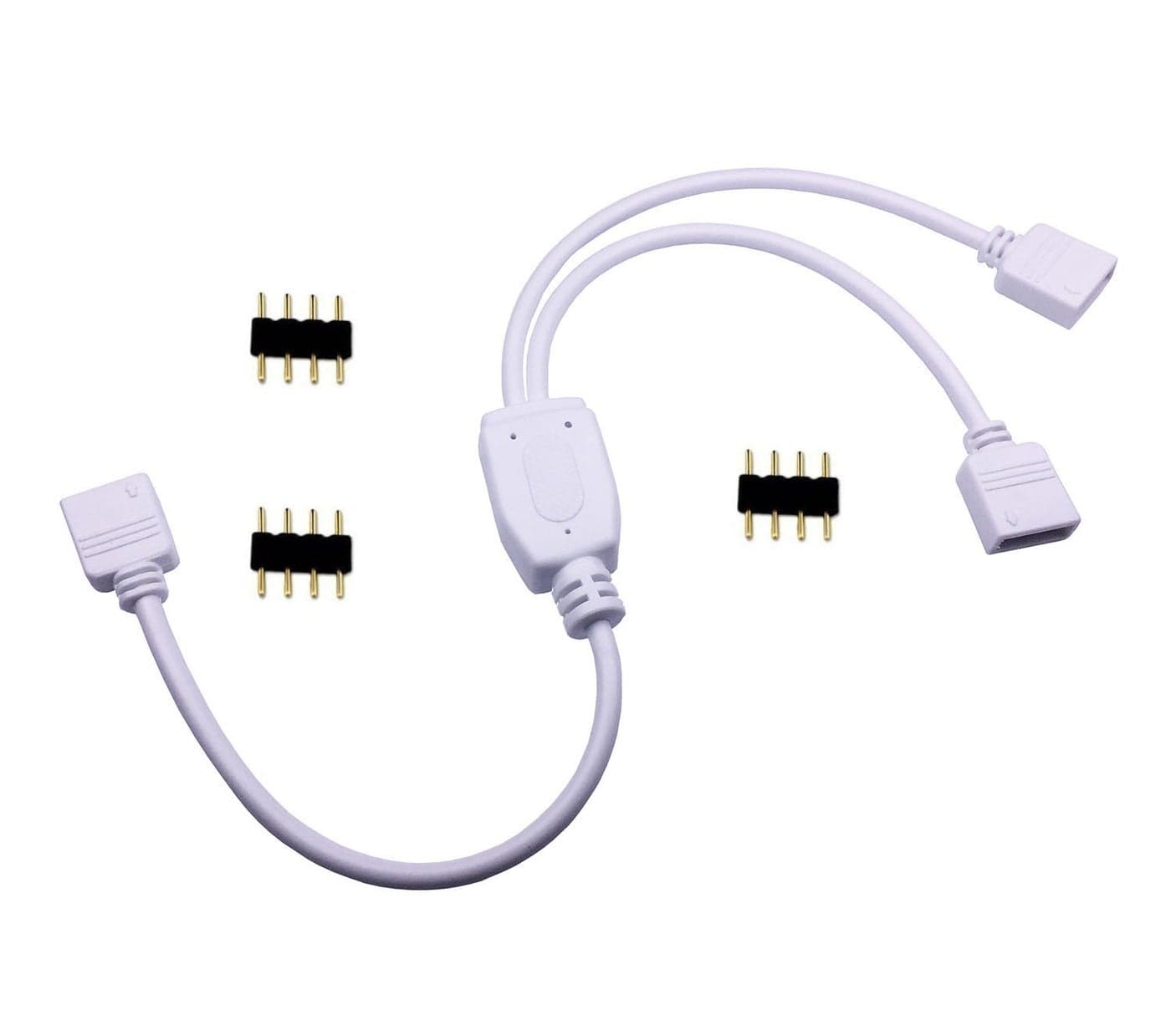TronicsPros 4 Pin RGB LED Strip Splitter Cable 2 Way 1 to 2 Splitter Connector SMD 5050 3528 2835 RGB LED Tape Ribbon Splitter 12inch White 1pc