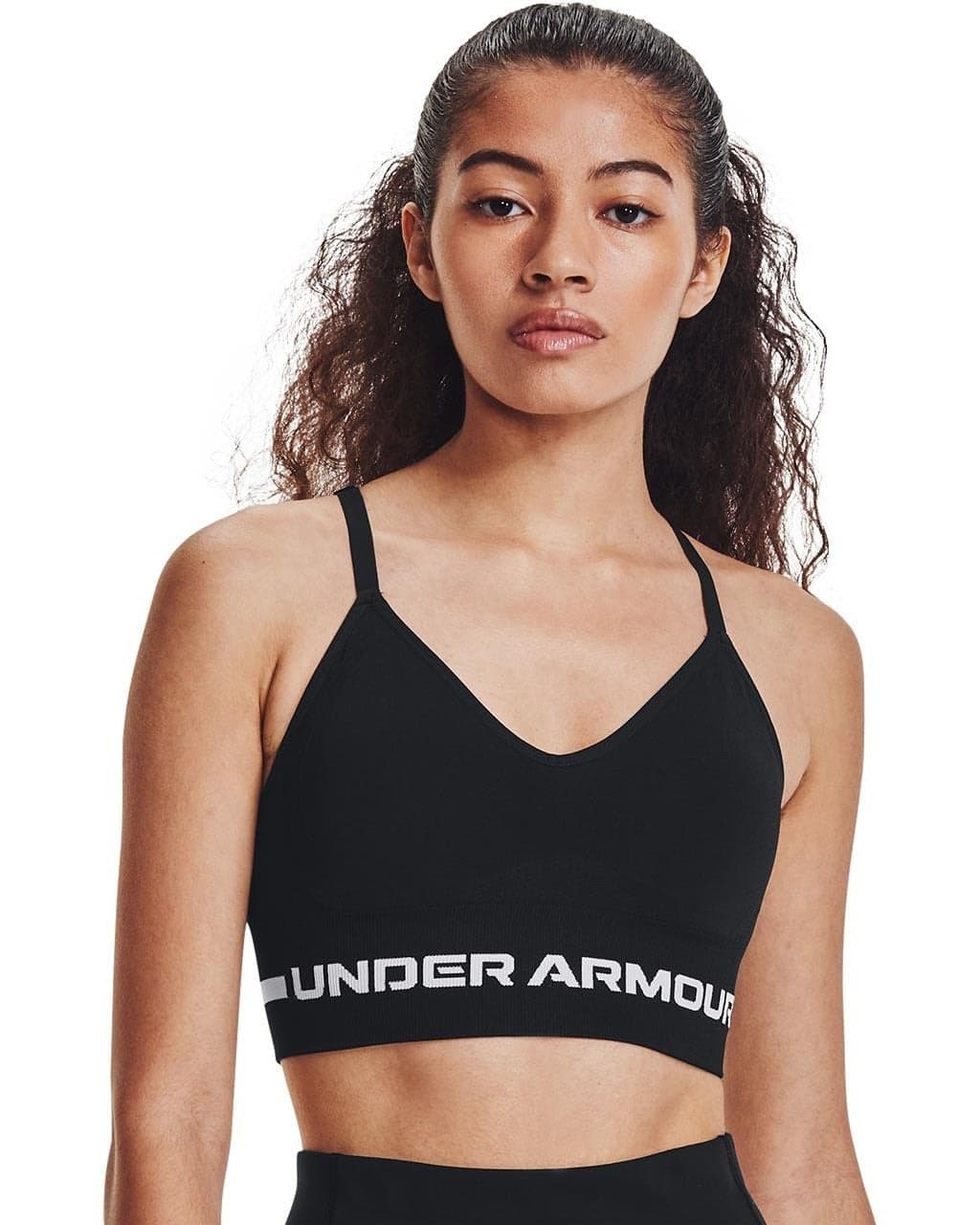 Under Armour Women's Seamless Low Impact Long Sports Bra , Black (001)/Halo Gray , X-Small