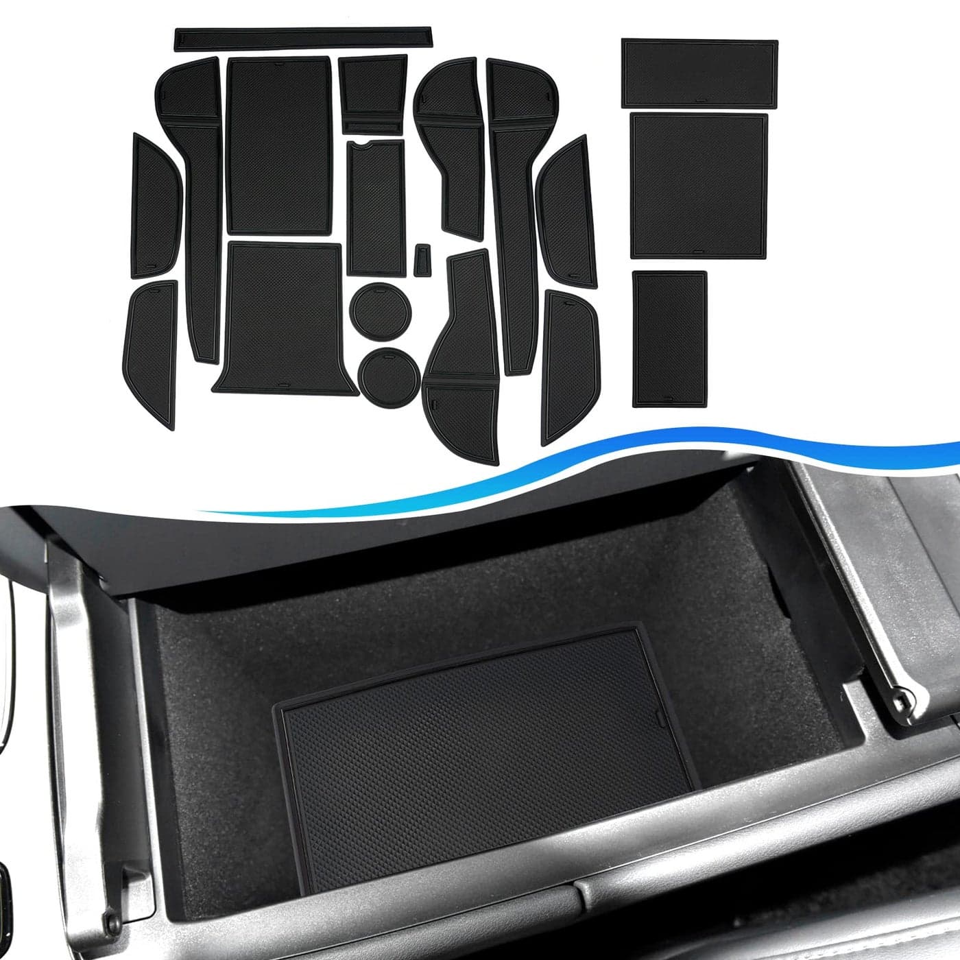 SXCY Fit for 2023 2024 2025 Lexus RX 350 Door Slot Pad 20232025 RX Hybrid NonSlip Gate Slot Mat for 2023 2024 2025 RX Groove Pad 2025 RX 350 Cup Holder Inserts Center Console Liner19pcs Black