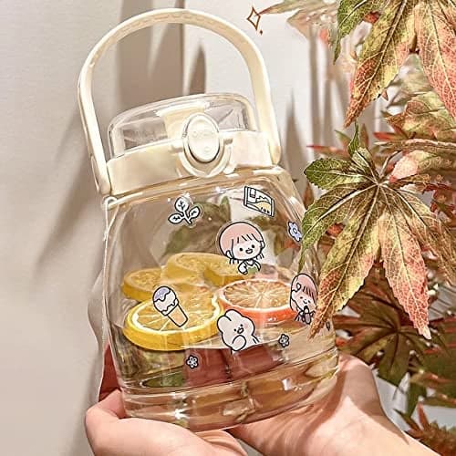 wolpin Gallon Water Bottle 1.3 L with Sipper for Kids (Unbreakable, Freezer Safe) Plastic, School Sports Bottle/Gym Bottle/Protein Gallon BPA Free Bottle Set of 1 Piece | Transparent