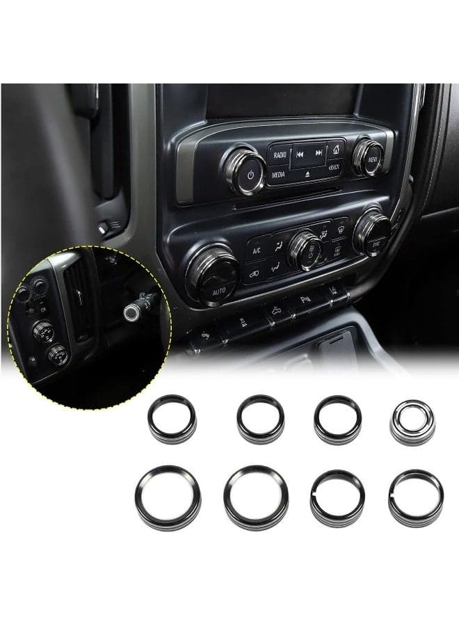 JeCar Center Console Switch Button Trim Air Conditioner Control Knob Cover for Chevy Silverado & GMC Sierra 2014-2018, Black