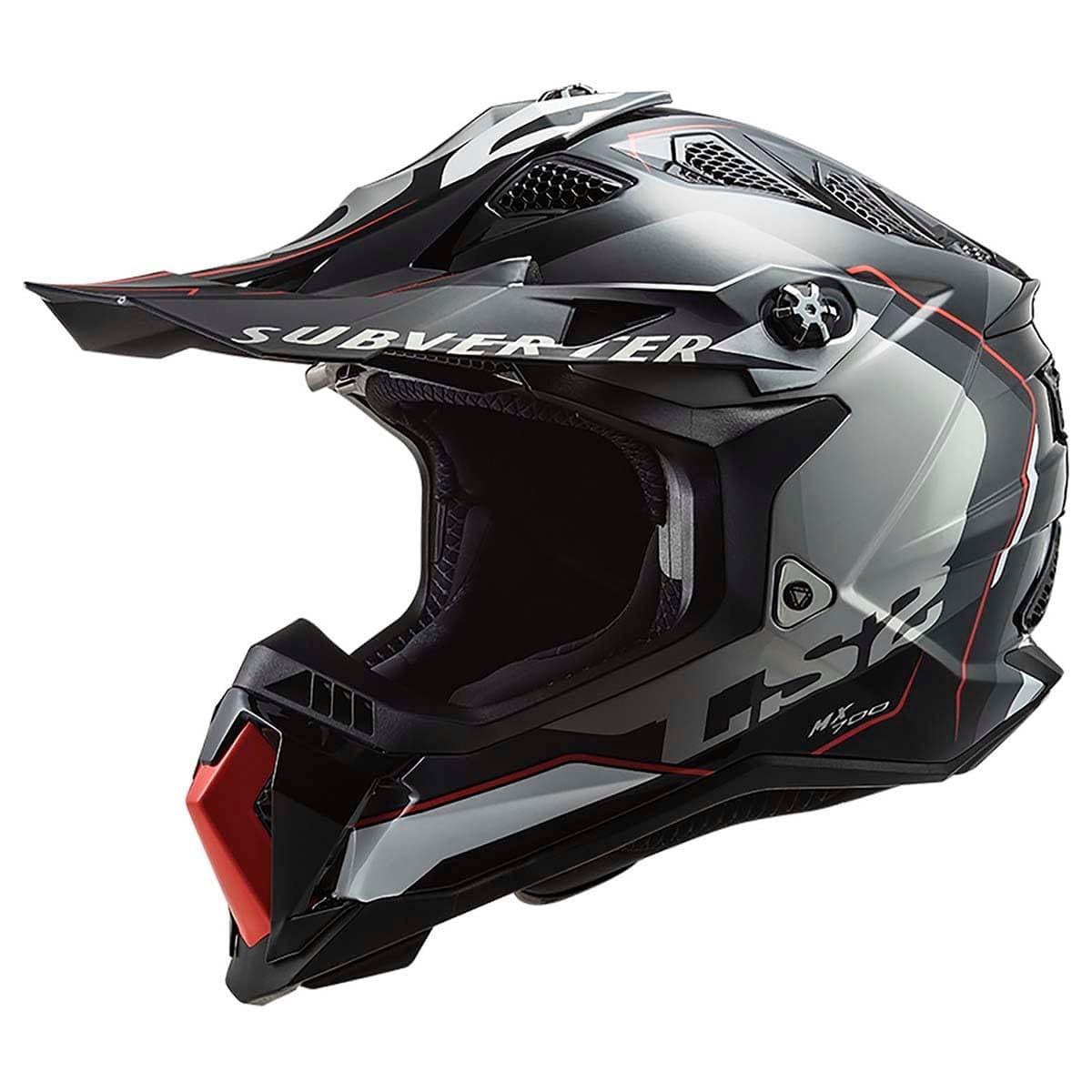 LS2 Helmets MXOff Road Subverter Evo Helmet Arched Gloss BlackRedSilver Small