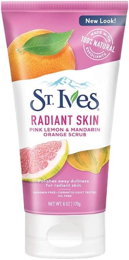 St Ives Radiant Skin Face Scrub For Dull Skin Pink Lemon and Mandarin Orange DermatologistTested Face Wash Scrub With 100 percent Natural Exfoliants 6 oz