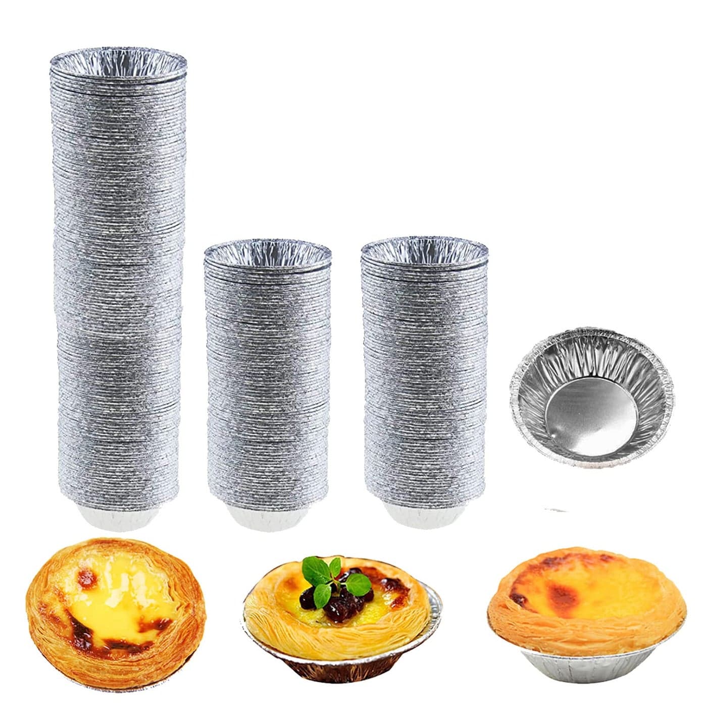 HLCM 200 Pcs Aluminum Foil Pie Trays Mini Pie Pans Disposable Baking Tart Molds Aluminum Foil Pie Pan for Baking Tart Eggs Quiche Pie Caramel Pudding Pie 200 PCS