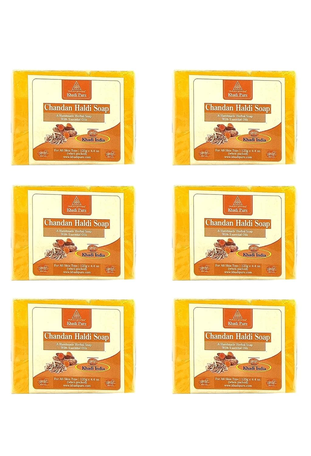 Khadi Pure Herbal Chandan Haldi Soap 125 G Pack Of 6