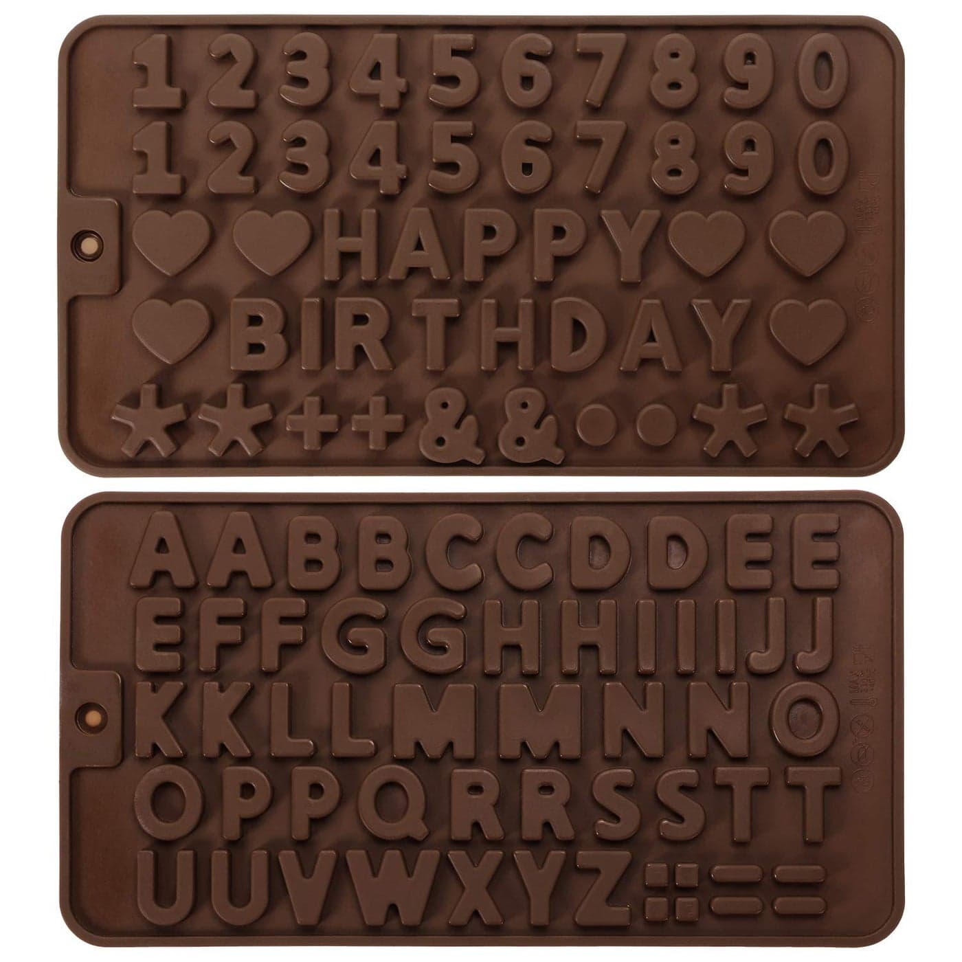 ONLYKXY 2 Pieces Brown Chocolate Silicone Letter Number Molds Baking Birthday Molds Silicone