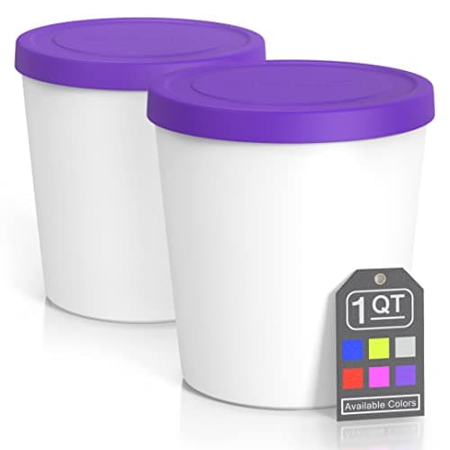 BALCI Premium Ice Cream Containers 2 Pack 1 Quart Each Perfect Freezer Storage Tubs with Lids for Ice Cream Sorbet and Gelato Purple