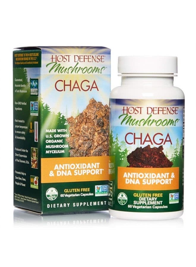 , Chaga Capsules, Antioxidant and DNA Support, Mushroom Supplement, Unflavored, 60