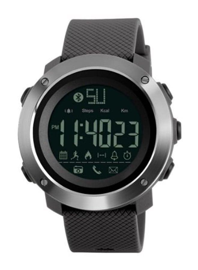 Mens Digital Wristwatch Model 1287 with Grey Rubber Strap 52 Millimeters