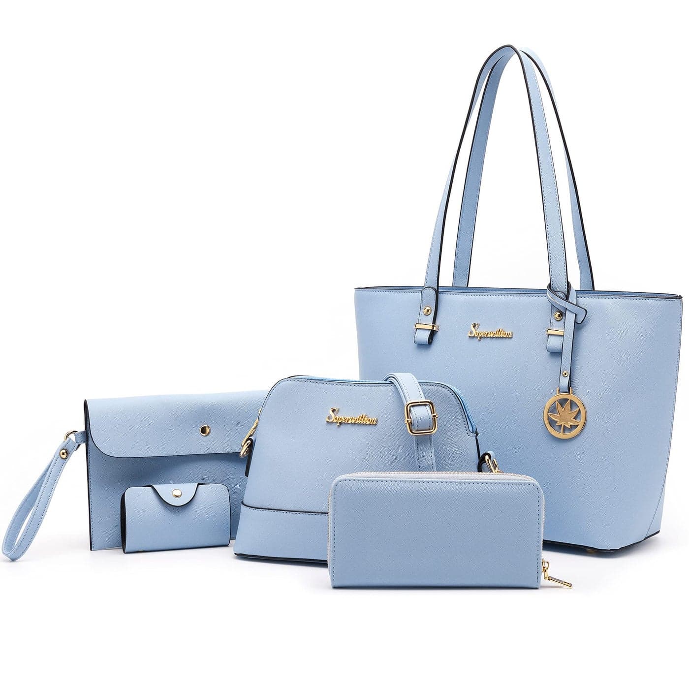 Soperwillton Handbags and Purses for Women Shoulder Tote Bags Top Handle Satchel Purse Set 5pcs
