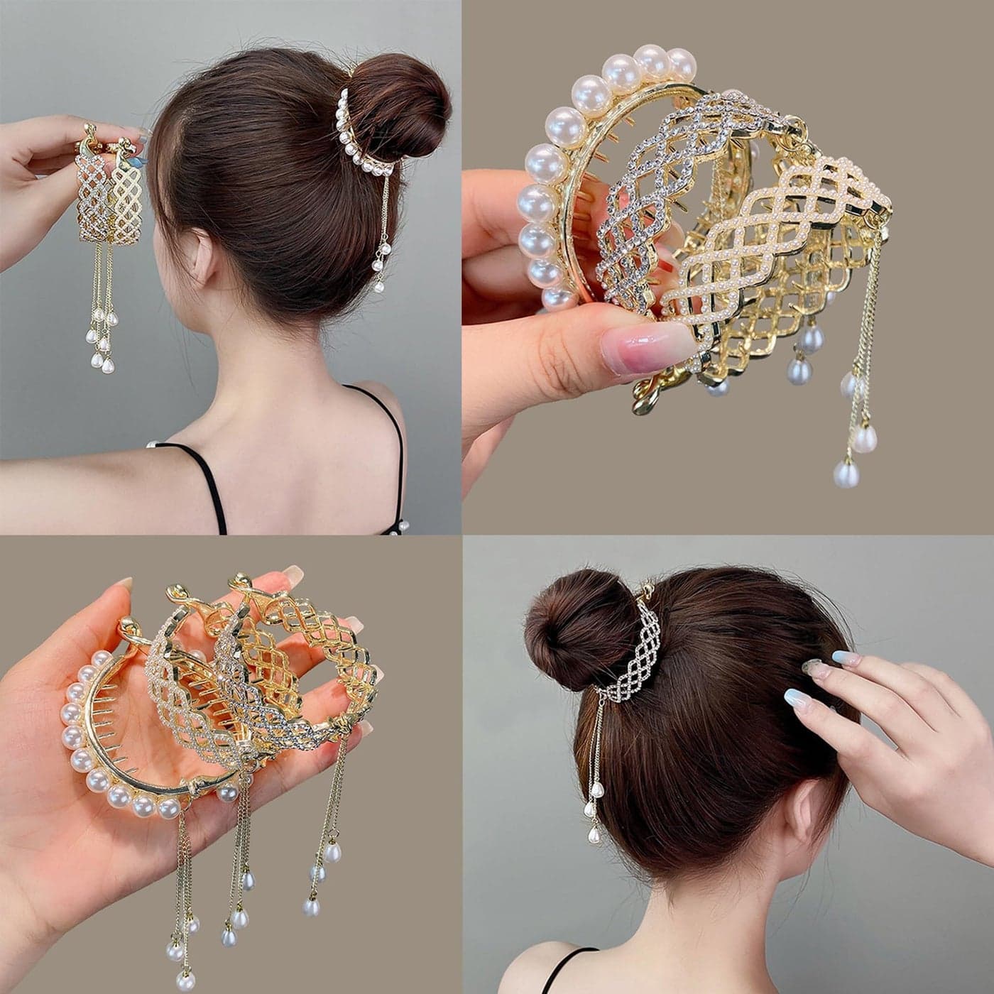 3PCS Pearl Ponytail Hair Accessories Hair Claws Clip French Style Hair Barrette Non Slip Jaw Banana for Women 061