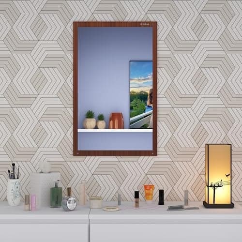 Anikaa Marcos Engineered Wood Dressing Wall Mirrors Wall Hanging Dressing Mirrors Decorative Wall Plain Mirror Wall Mounted Dressing Mirror for Living Room (Walnut) Matte Finish