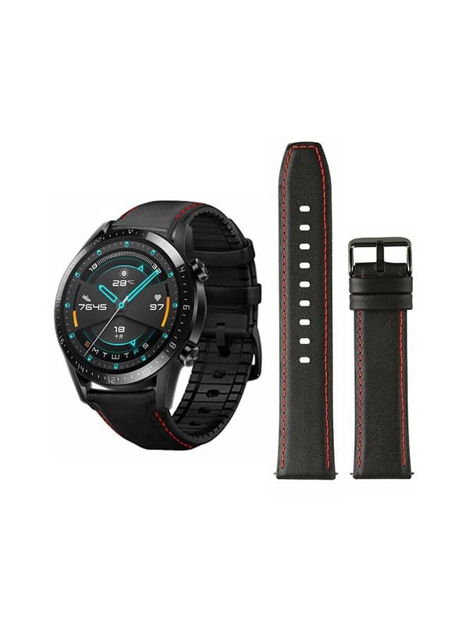 Stylish Leather Replacement Band For Huawei Watch GT/GT2 Black