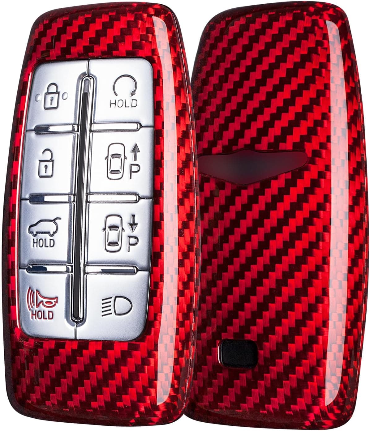 T-carbon Key Fob Cover Compatible with Genesis - Red Glass Fiber Protector for G70 G80 G90 GV70 GV80 GV90