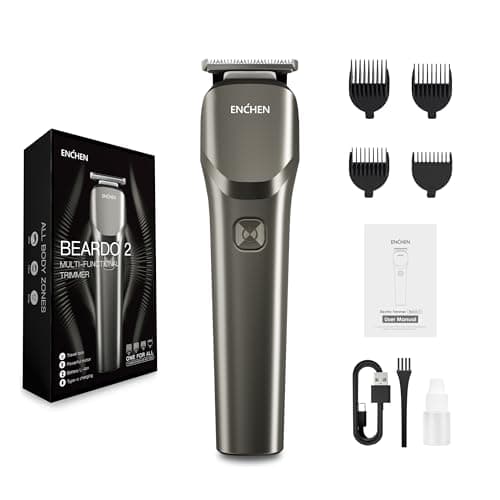 ENCHEN Beard02 Electric Beard Trimmer for Men,Grooming Kit for Man All In One for Private Parts&Beard&Full Body&Hair,4 Guide Combs,USB Type-C Charging,90-Min Runtime,LED Indicator