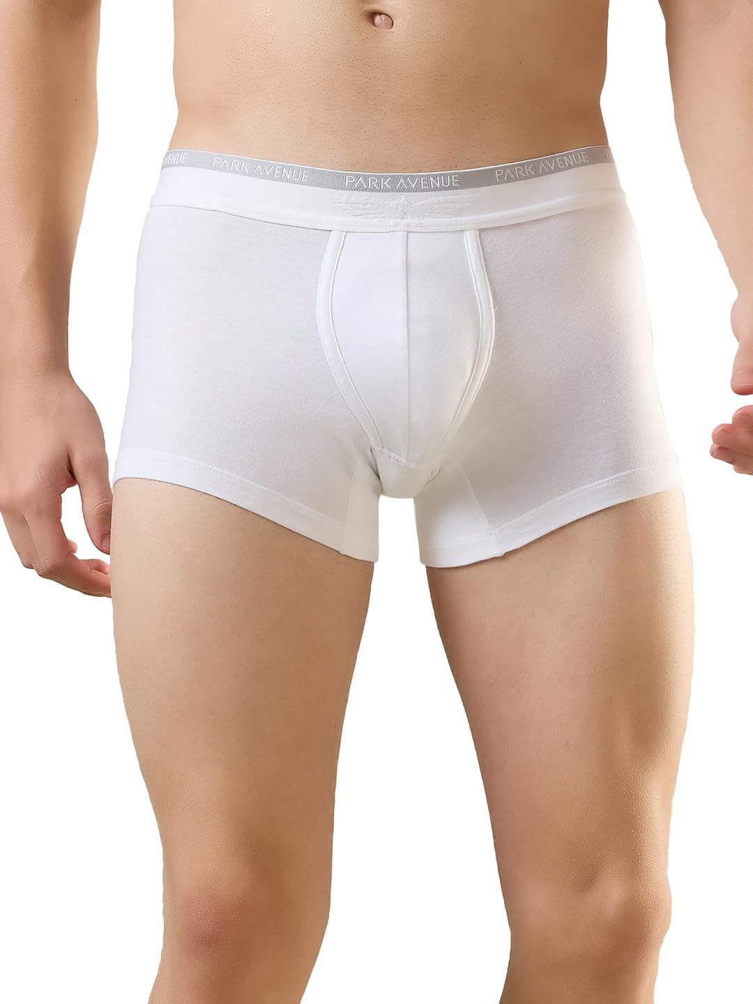 Park Avenue Men Regular Fit Solid Pattern Cotton Spandex Blend Trunk (Size: 90)-PZTX00216-W0 White