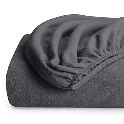 Bare Home Super Soft Fleece Fitted Sheet - Full Size - Extra Plush Polar Fleece - Deep Pocket - All Season Cozy Warmth (Full, Grey)