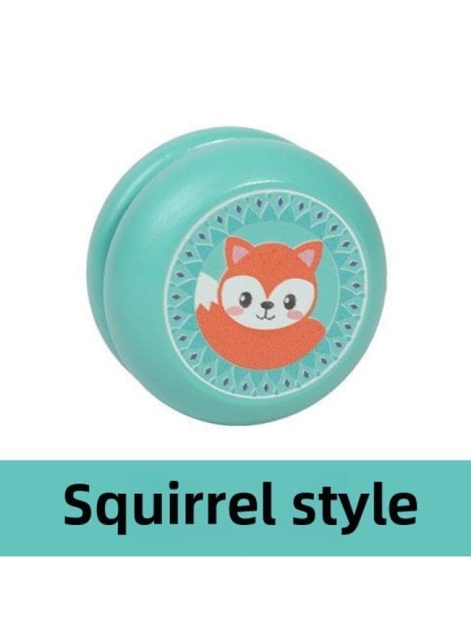 Wooden Yo-Yo for Kids - 4-Color Cartoon Animal Yo-Yo for Primary School Students, Boys & Girls, Squirrel Theme Toy, Best Hand-Eye Coordination Gift