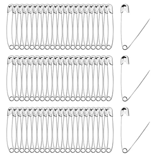 Qjaiune 100 PCS 46mm / 1.8 Inch Heavy Duty Quilting Pins, Large Safety Pins Bulk, Silver Metal Sewing Pins, Big Safety Pins for DIY Crafts, Jewelry Making, Baby Clothing (Nickel Plated)