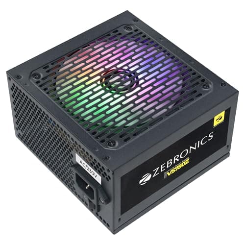 Zebronics Premium Power Supply, Long Flat Cables, Silent 120mm Fan,12V 52A, 6+2 PCIe, 4+4 CPU, 4 x SATA, 2 x MOLEX, Multicolor LED Light, Built-in Protections (VS750Z)