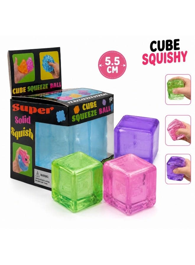 Cube Squishy Stress Relief Toy - Soft Slow Rising Ice Cube Squeeze Fidget Toy, Kawaii Sensory Stress Ball for Kids & Adults, Anxiety Relief, Desk Toy, Party Favor Gift, Random Color, 1 Piece
