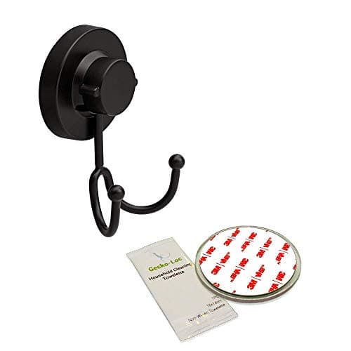 Gecko-Loc Heavy Duty Suction Cup Hooks Shower Accessory Stainless Steel - Black