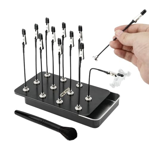 Model Painting Stand Base 12PCS Bendable Alligator Clip Sticks and Brush Set Modeling Tools for Airbrush Spray Gundam Model Hobby Holder